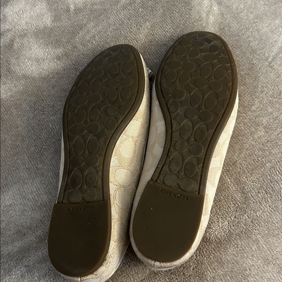 Coach Cream Signature Canvas Ballet Flats with Tassel Trim - Picture 2 of 3
